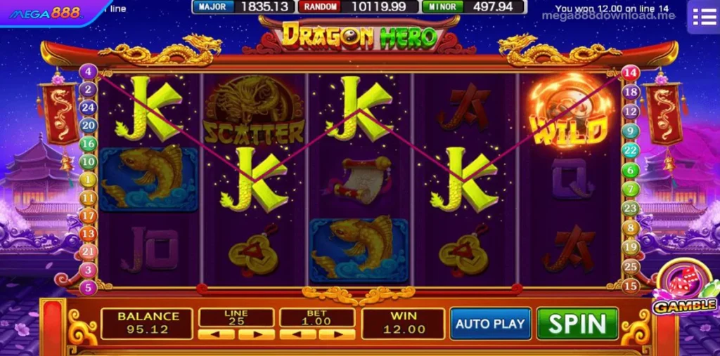 Dragon Hero 5 of kind win