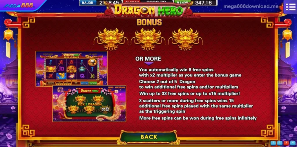 Dragon Hero free spins feature