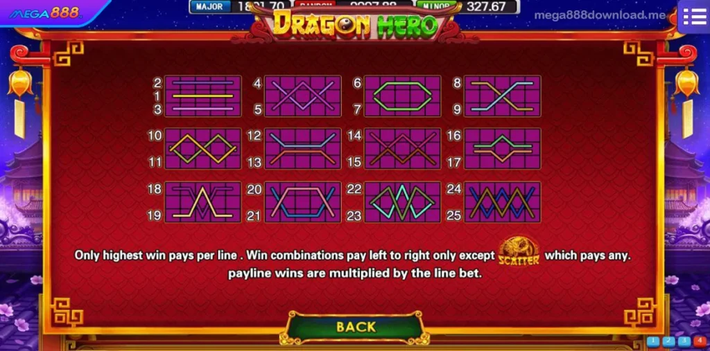 Dragon Hero paylines